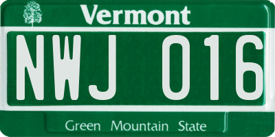 VT license plate NWJ016