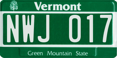 VT license plate NWJ017