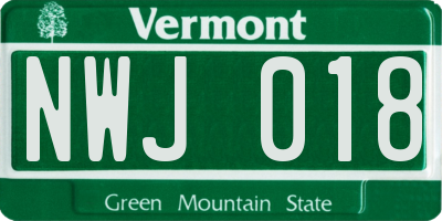 VT license plate NWJ018