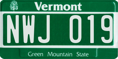 VT license plate NWJ019