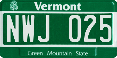 VT license plate NWJ025