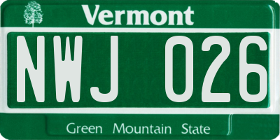 VT license plate NWJ026