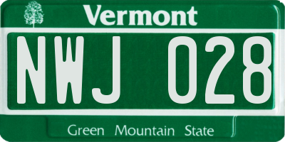 VT license plate NWJ028