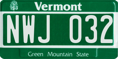 VT license plate NWJ032