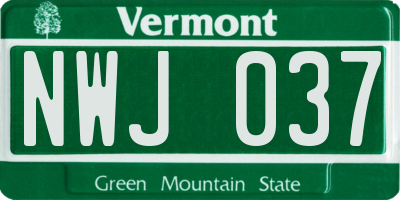 VT license plate NWJ037
