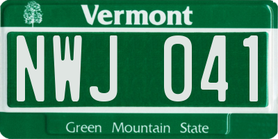 VT license plate NWJ041