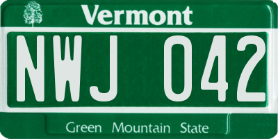 VT license plate NWJ042