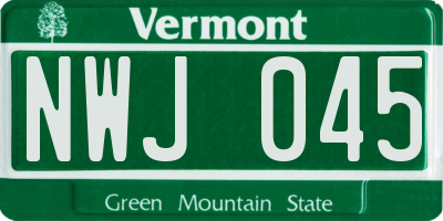 VT license plate NWJ045