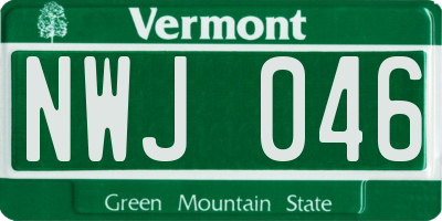 VT license plate NWJ046
