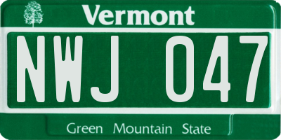 VT license plate NWJ047