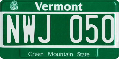 VT license plate NWJ050