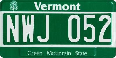 VT license plate NWJ052