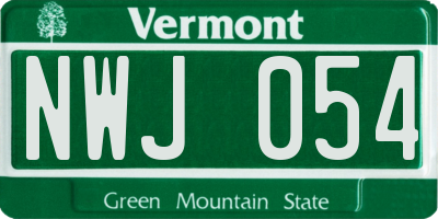 VT license plate NWJ054