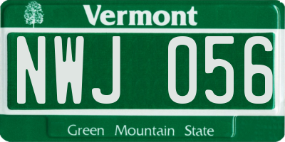 VT license plate NWJ056