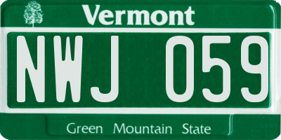 VT license plate NWJ059