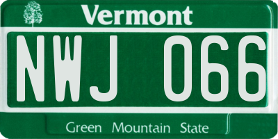 VT license plate NWJ066