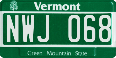 VT license plate NWJ068