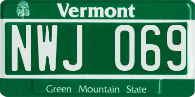 VT license plate NWJ069