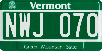 VT license plate NWJ070