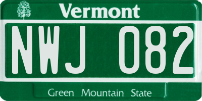 VT license plate NWJ082