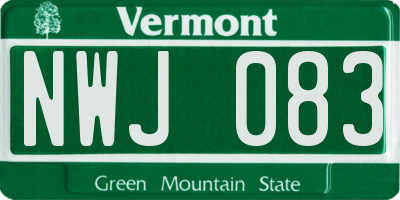 VT license plate NWJ083