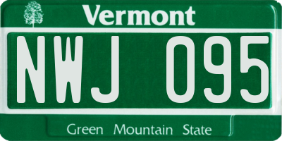 VT license plate NWJ095