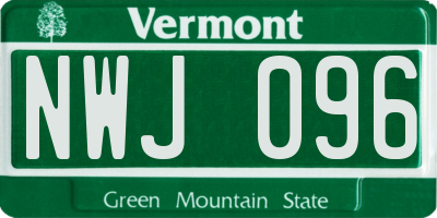 VT license plate NWJ096