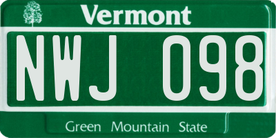 VT license plate NWJ098