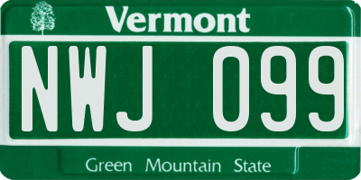 VT license plate NWJ099