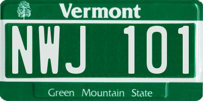 VT license plate NWJ101
