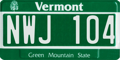 VT license plate NWJ104