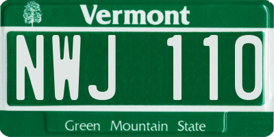 VT license plate NWJ110