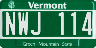VT license plate NWJ114