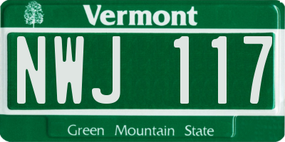 VT license plate NWJ117