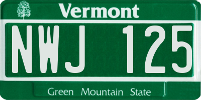 VT license plate NWJ125
