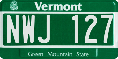 VT license plate NWJ127