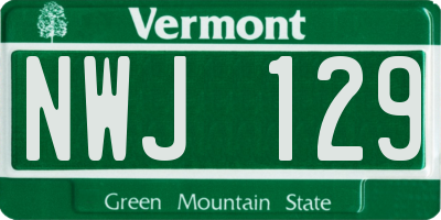 VT license plate NWJ129