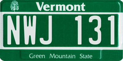VT license plate NWJ131