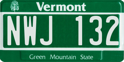 VT license plate NWJ132