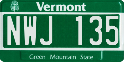 VT license plate NWJ135