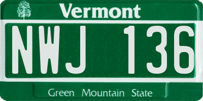 VT license plate NWJ136
