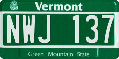 VT license plate NWJ137