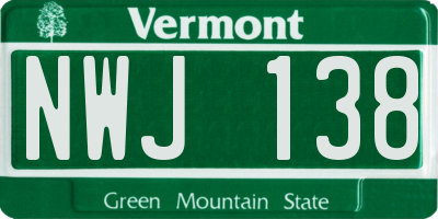 VT license plate NWJ138