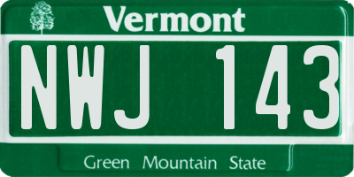 VT license plate NWJ143