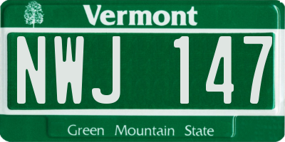 VT license plate NWJ147