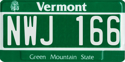 VT license plate NWJ166