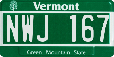 VT license plate NWJ167