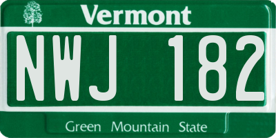 VT license plate NWJ182