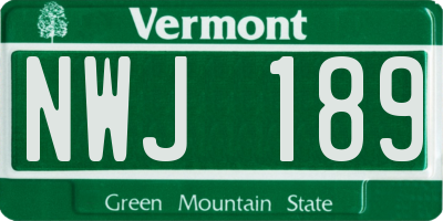 VT license plate NWJ189