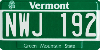 VT license plate NWJ192